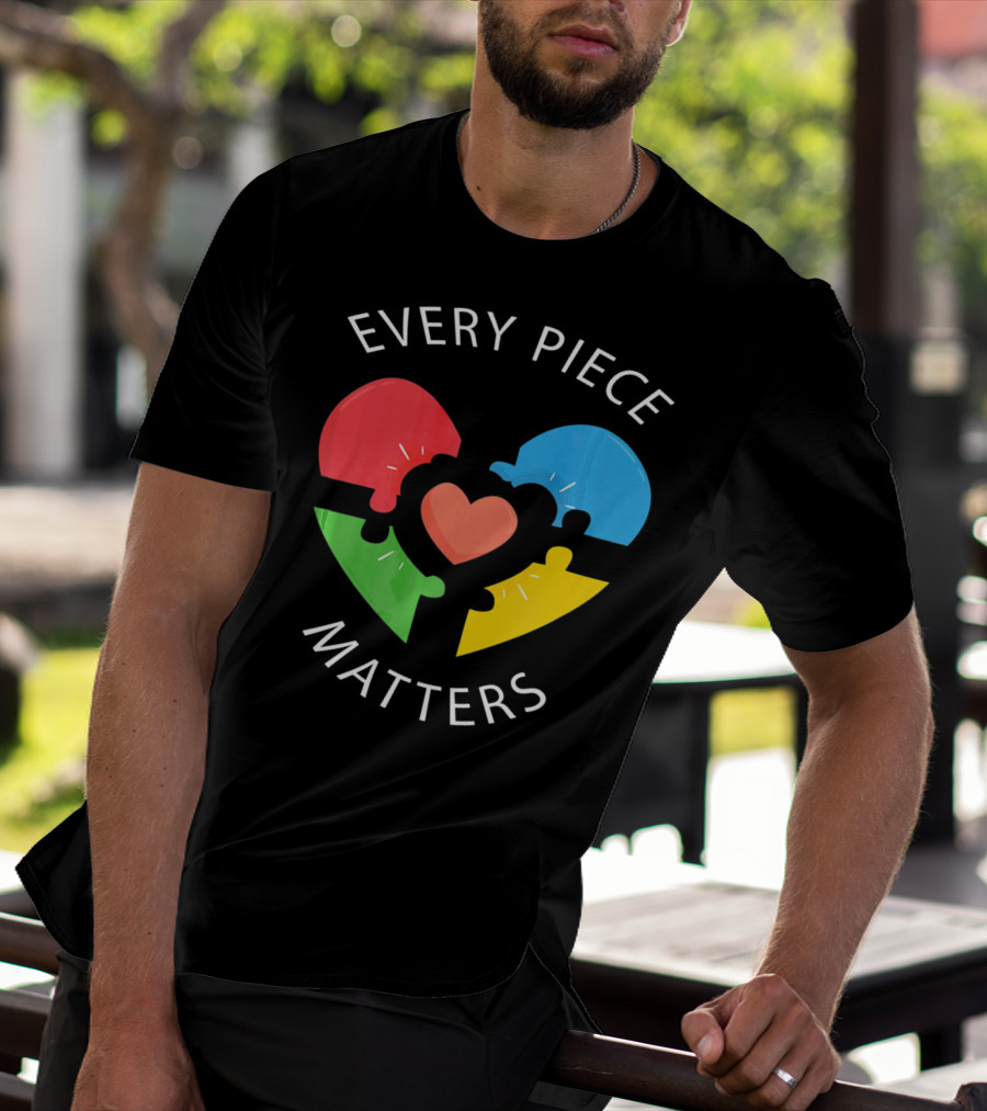 Every Piece Matters Puzzle Heart Colors Autism Awareness T-Shirt