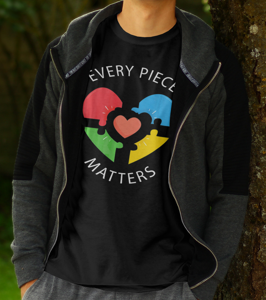 Every Piece Matters Puzzle Heart Colors Autism Awareness T-Shirt