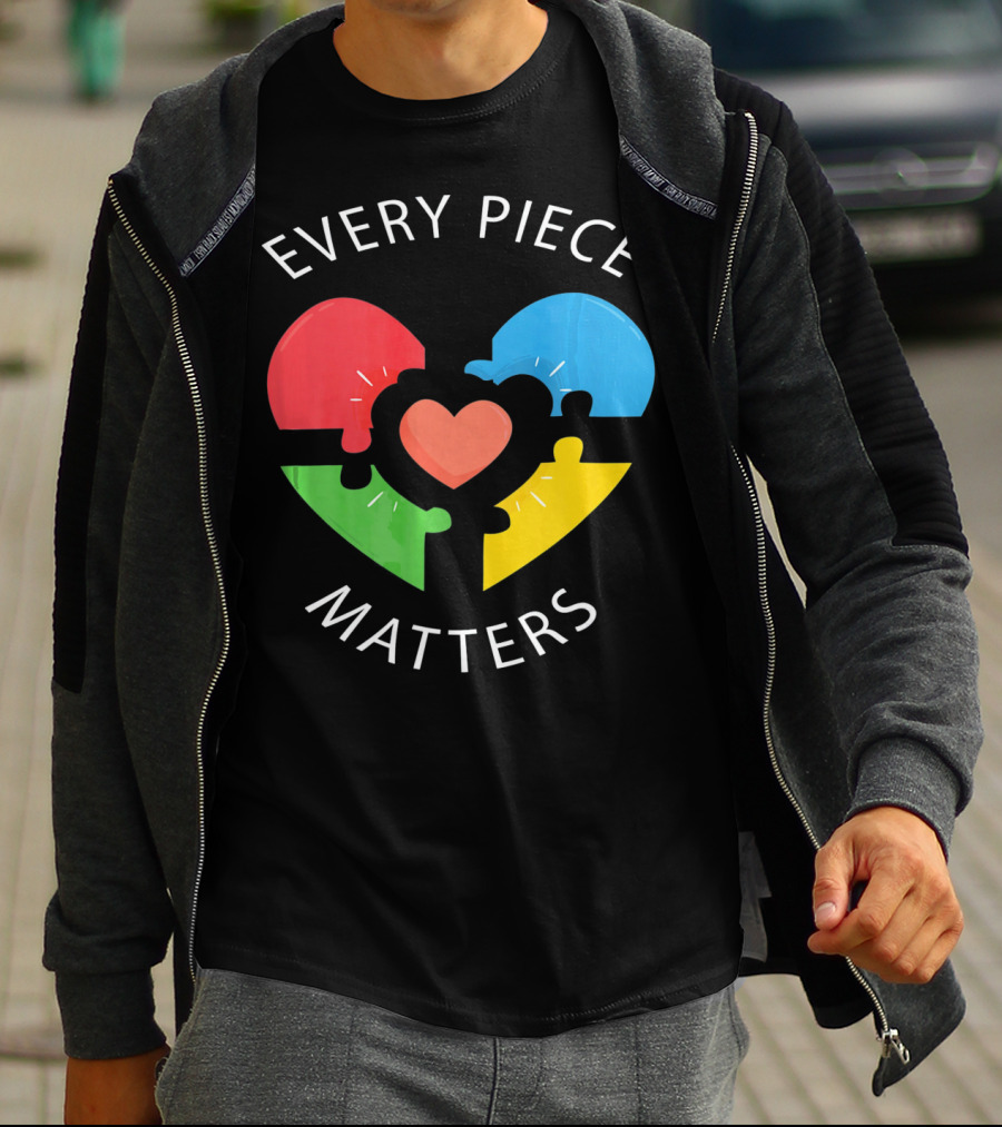 Every Piece Matters Puzzle Heart Colors Autism Awareness T-Shirt