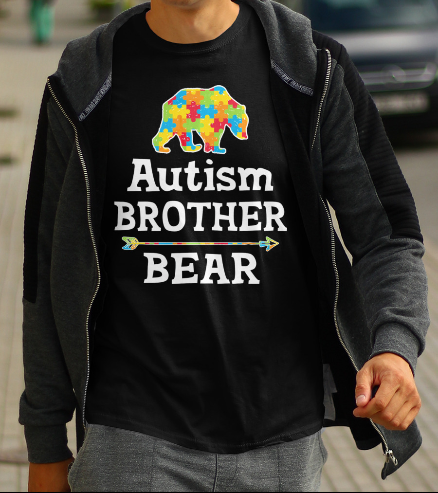 Autism Brother Bear Puzzle Piece Awareness Arrow T-Shirt