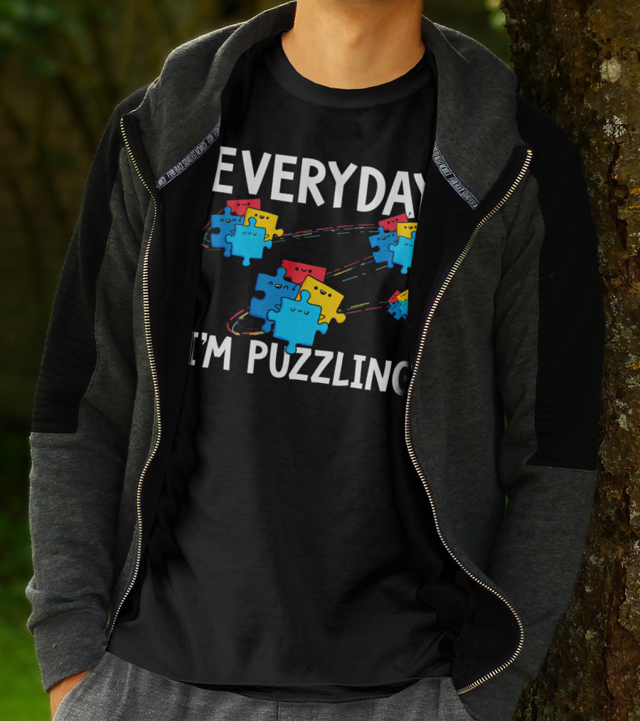 Everyday I'm Puzzling Autism Awareness Puzzle Pieces T-Shirt