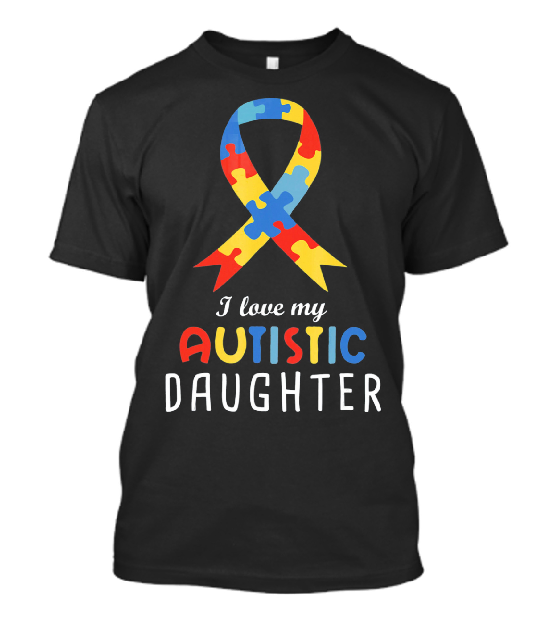 I Love My Autistic Daughter Autism Awareness Puzzle T-Shirt