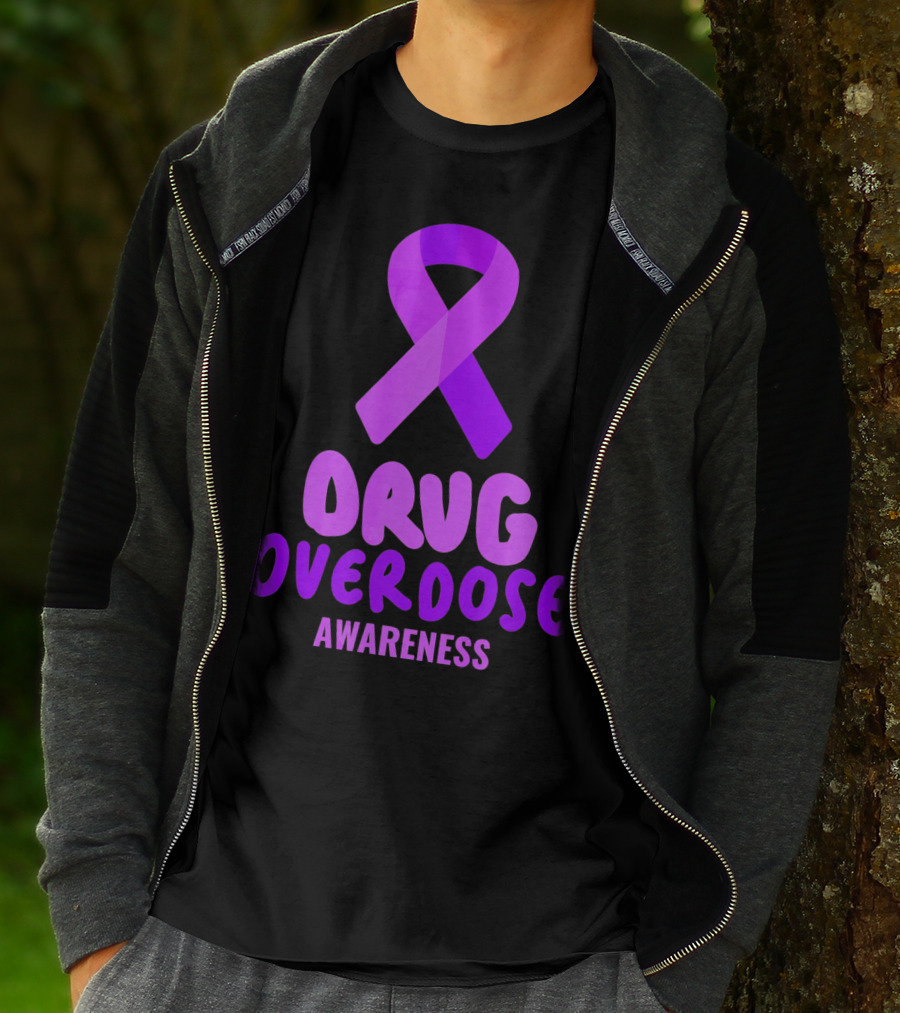Drug Overdose Awareness Purple Ribbon Awareness T-Shirt