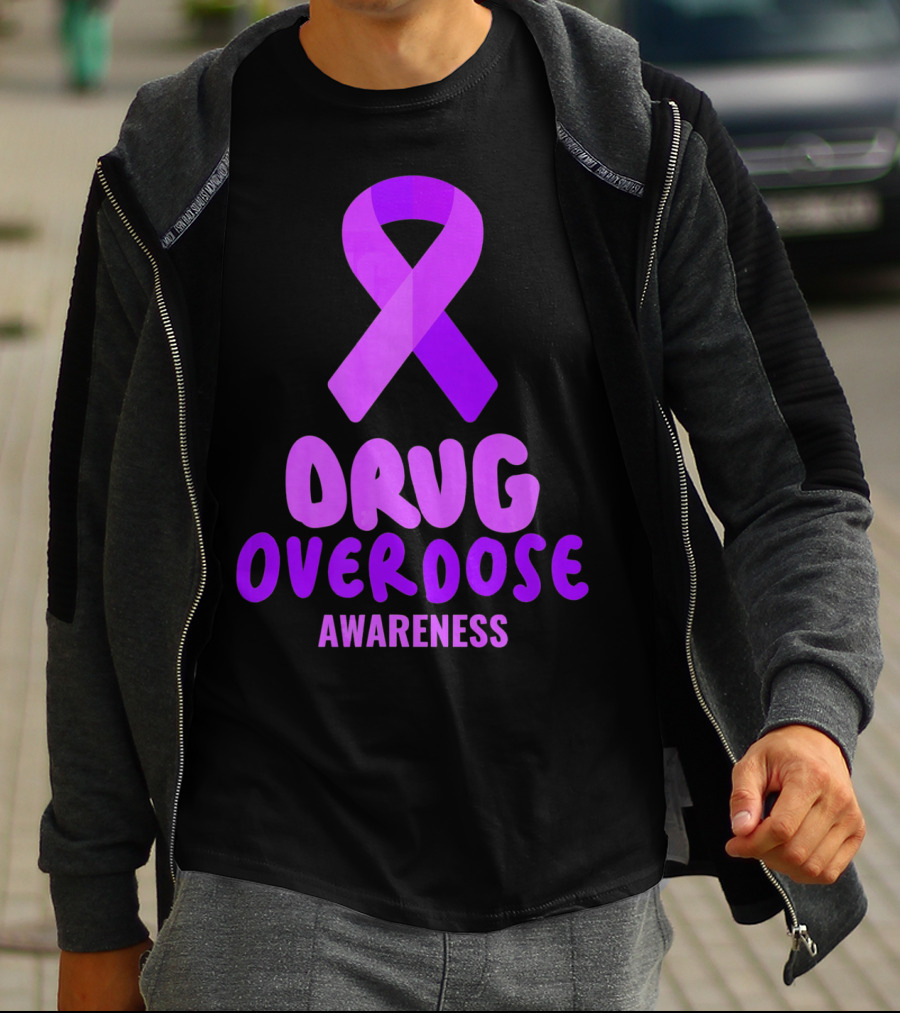 Drug Overdose Awareness Purple Ribbon Awareness T-Shirt