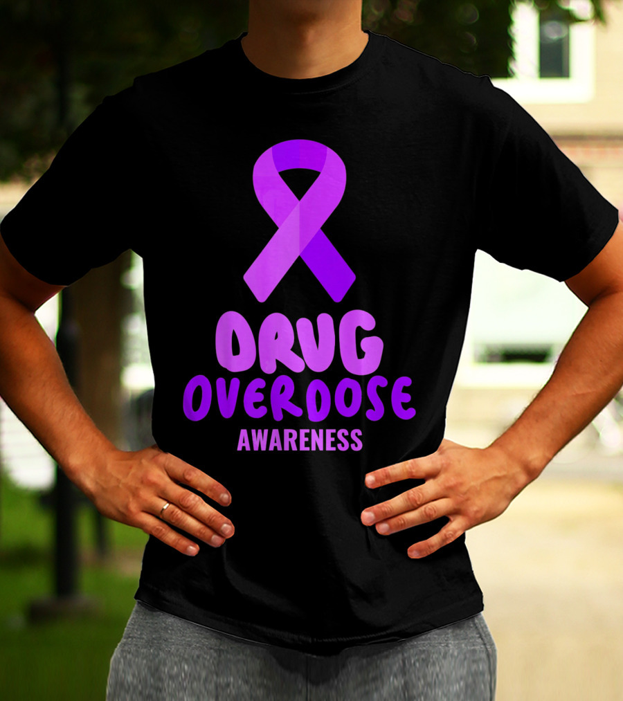 Drug Overdose Awareness Purple Ribbon Awareness T-Shirt