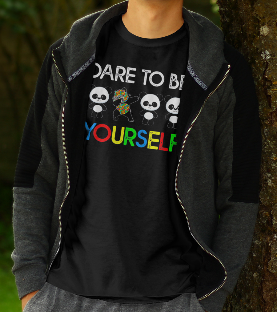Dare To Be Yourself Colorful Panda Autism T-Shirt