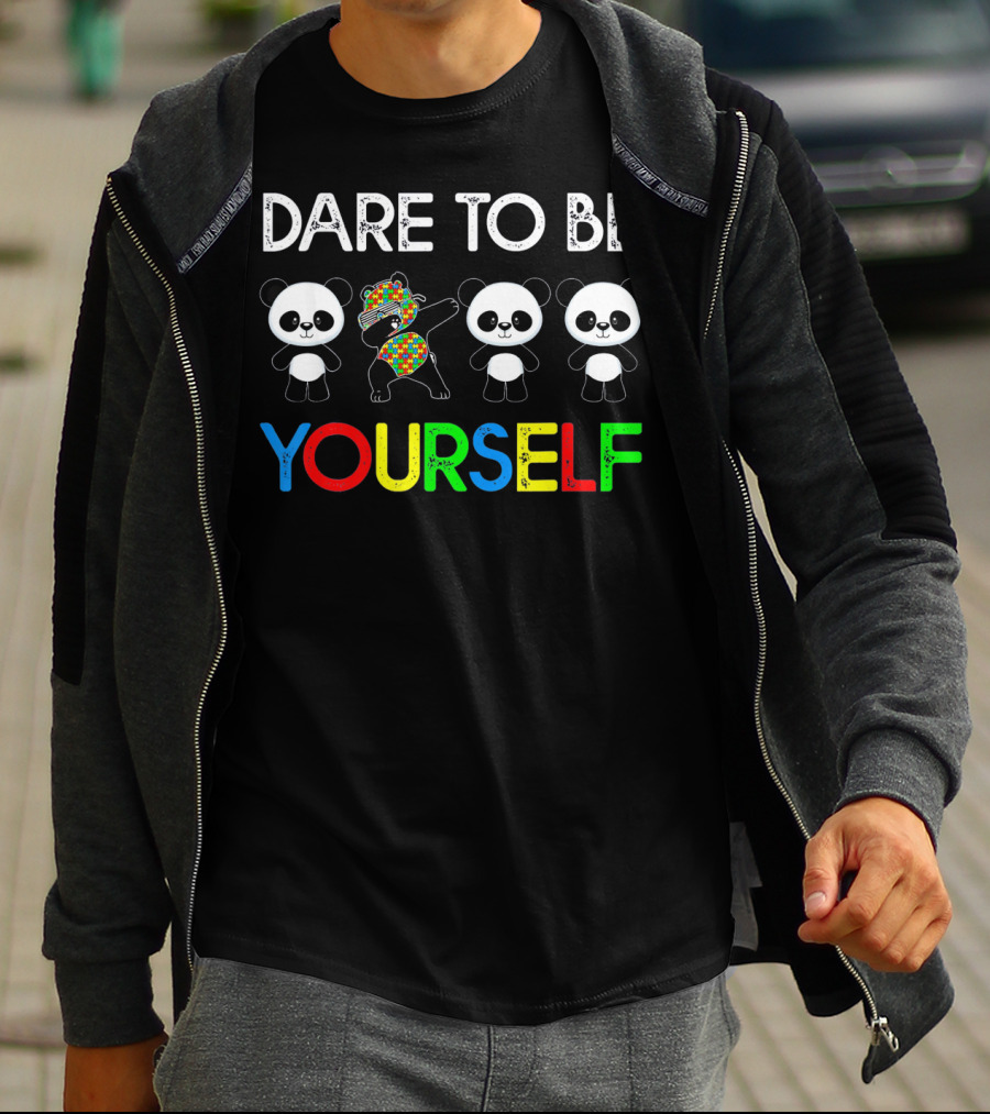 Dare To Be Yourself Colorful Panda Autism T-Shirt
