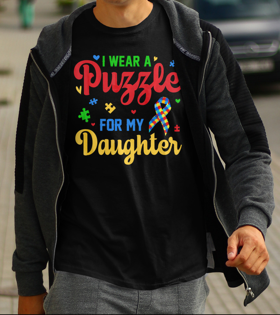 I Wear A Puzzle For My Daughter Autism T-Shirt