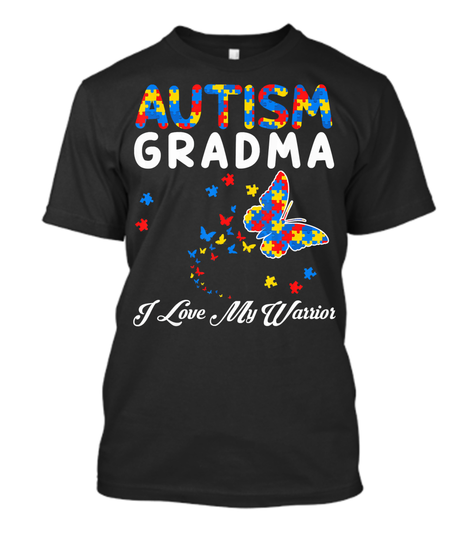 Autism Grandma I Love My Warrior Butterfly Puzzle T-Shirt