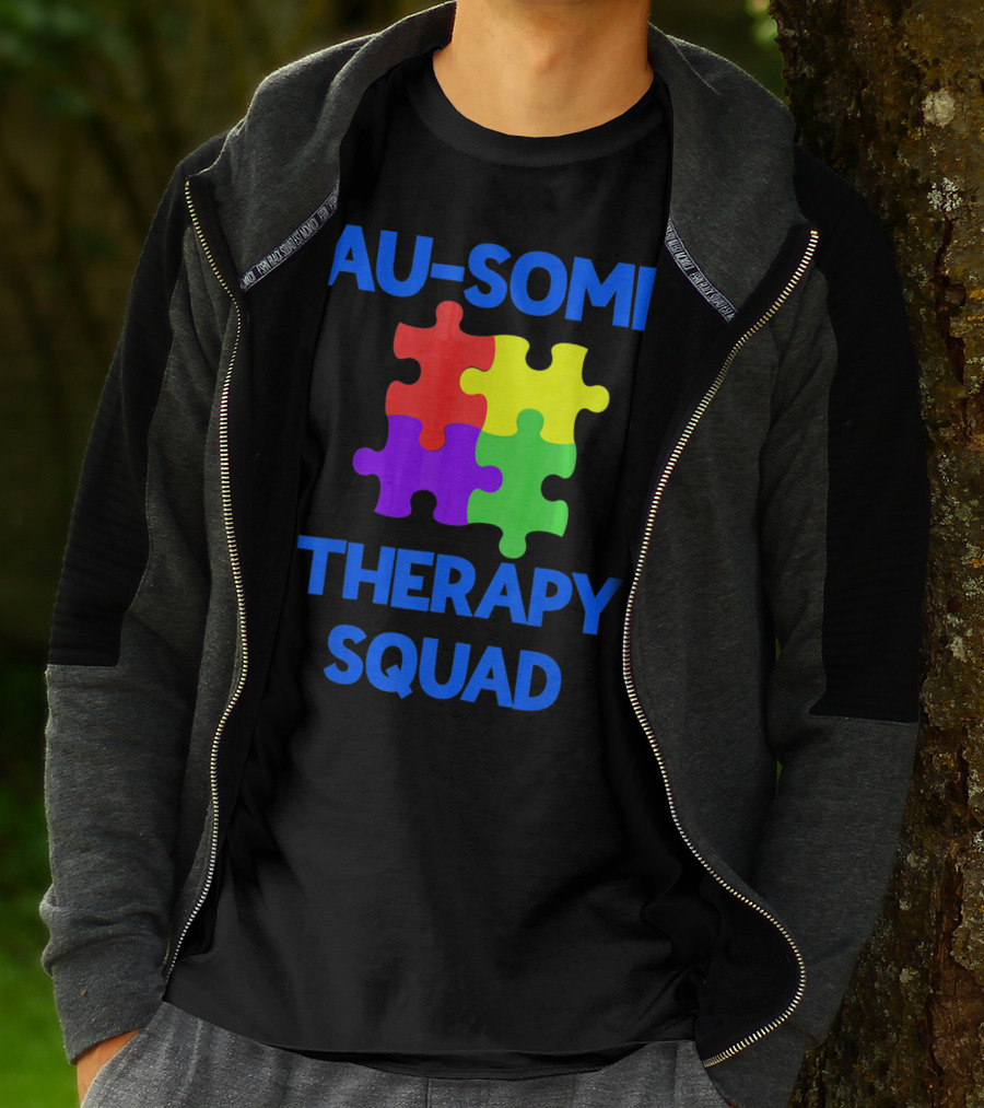 AU-SOME Therapy Squad Autism Awareness Puzzle Pieces T-Shirt