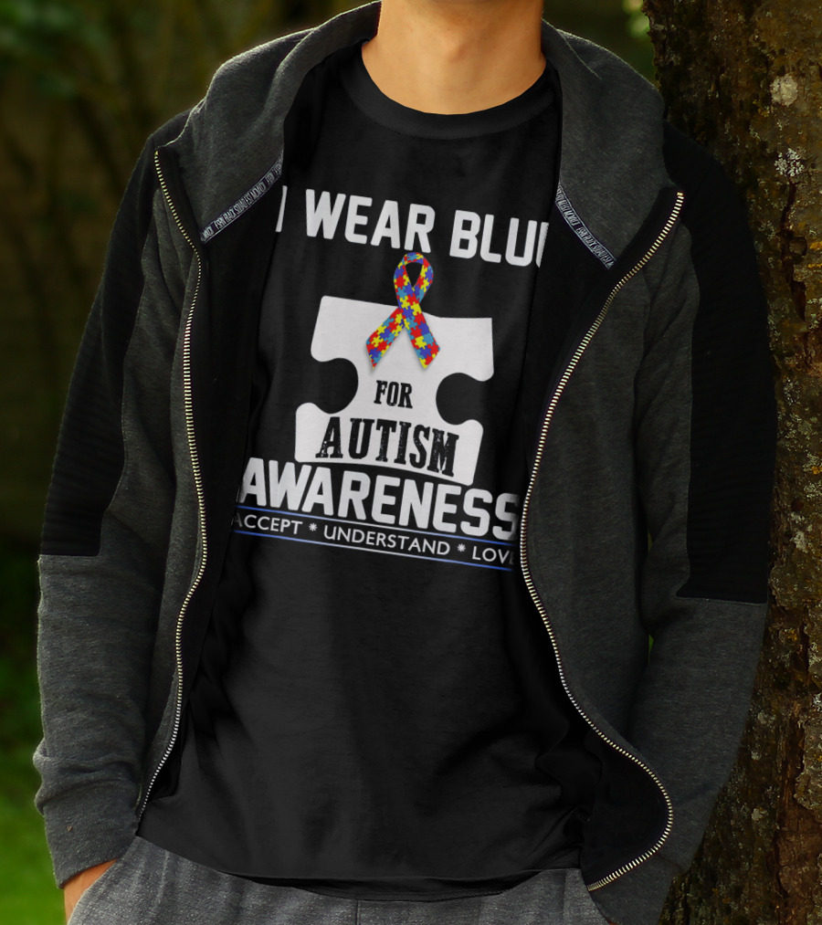 I Wear Blue For Autism Awareness Accept Understand Love Puzzle T-Shirt