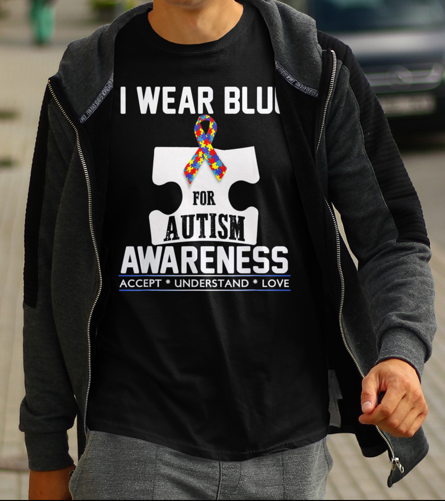 I Wear Blue For Autism Awareness Accept Understand Love Puzzle T-Shirt