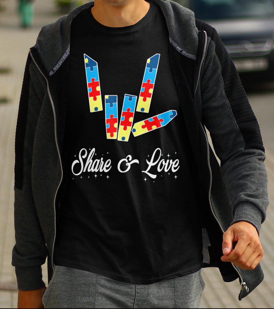 Share And Love Autism Awareness Puzzle Pieces T-Shirt