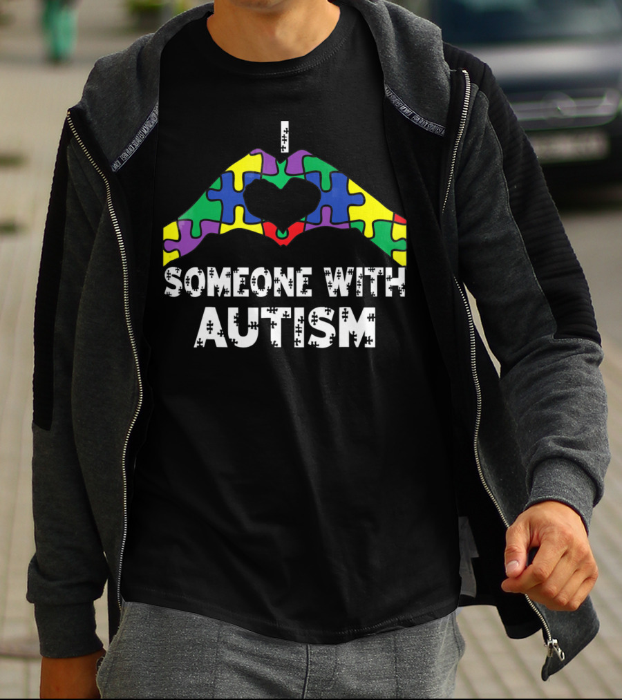 I Love Someone With Autism Autism Awareness Puzzle Heart T-Shirt