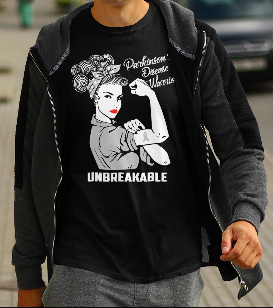 Parkinson's Disease Warrior Unbreakable Rosie The Riveter T-Shirt