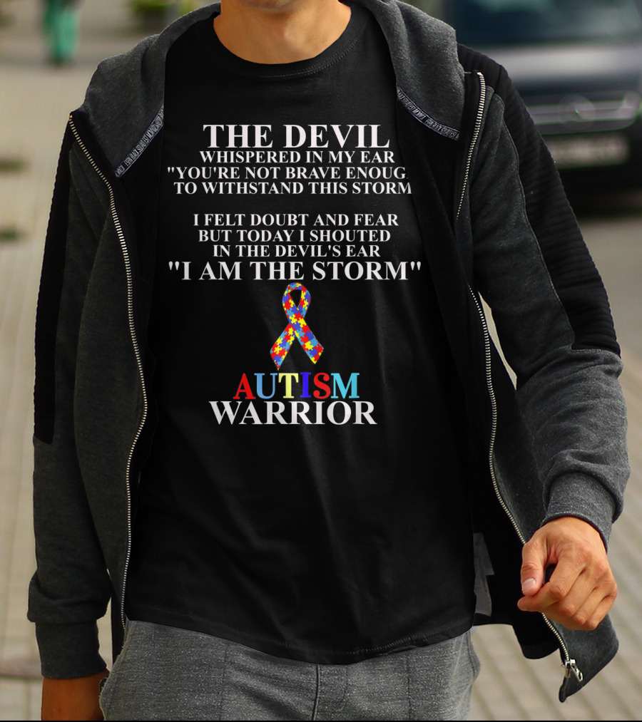 The Devil Whispered Autism Warrior I Am The Storm Puzzle T-Shirt