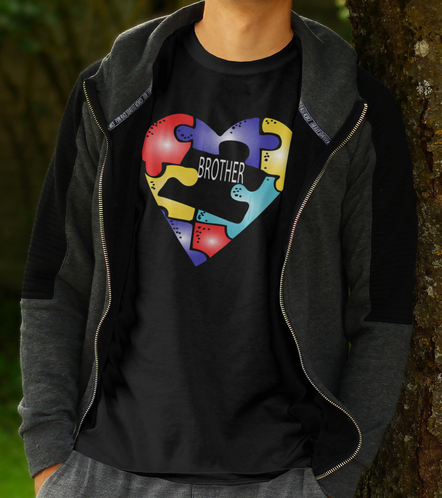 Brother Puzzle Heart Autism Awareness T-Shirt
