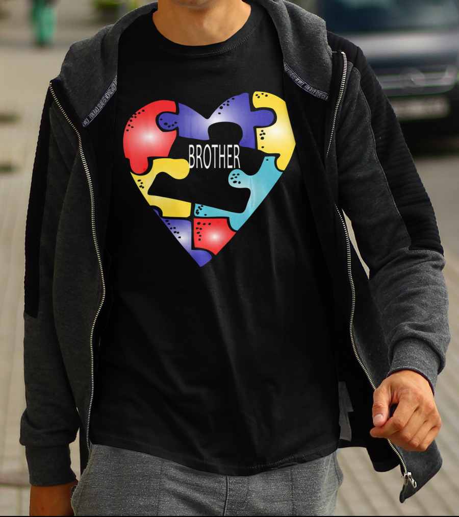 Brother Puzzle Heart Autism Awareness T-Shirt