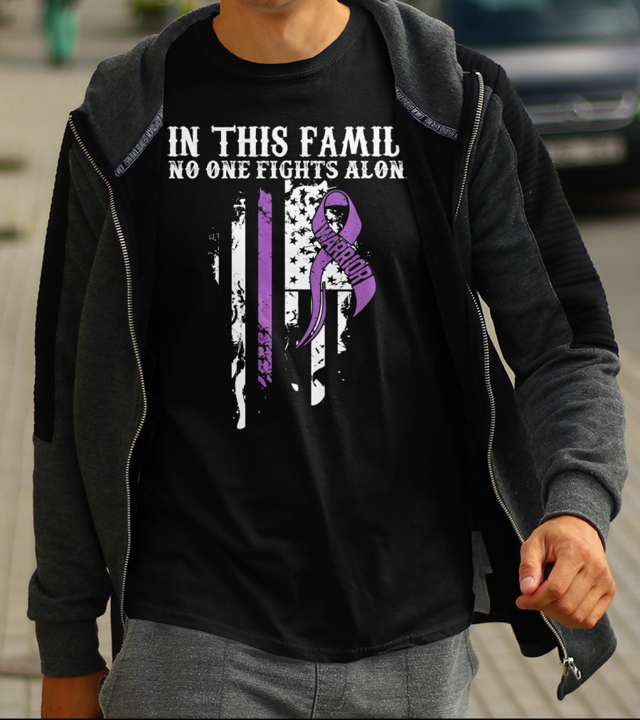 In This Family No One Fights Alone Warrior Epilepsy Awareness T-Shirt
