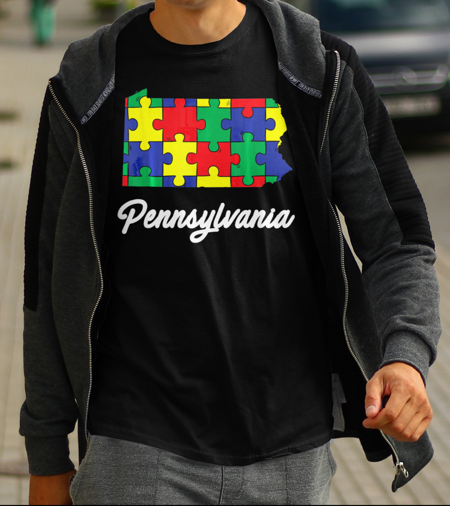 Pennsylvania Autism Puzzle Map Awareness T-Shirt
