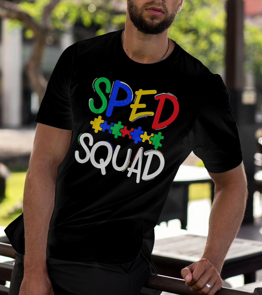 SPED Squad Autism Awareness Puzzle Piece Colors T-Shirt