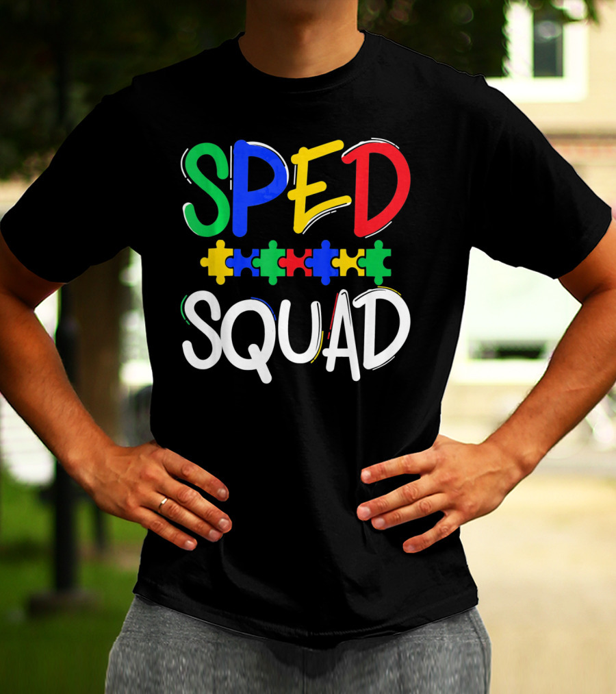 SPED Squad Autism Awareness Puzzle Piece Colors T-Shirt