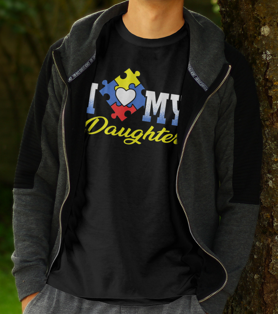 I Love My Daughter Autism Awareness Puzzle Heart T-Shirt