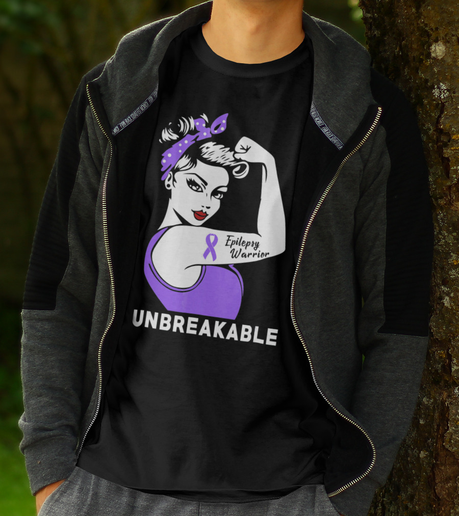Epilepsy Warrior Unbreakable With Purple T-Shirt