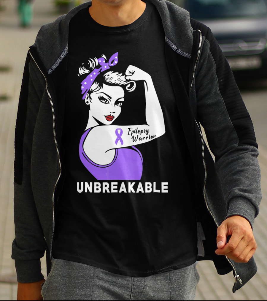 Epilepsy Warrior Unbreakable With Purple T-Shirt