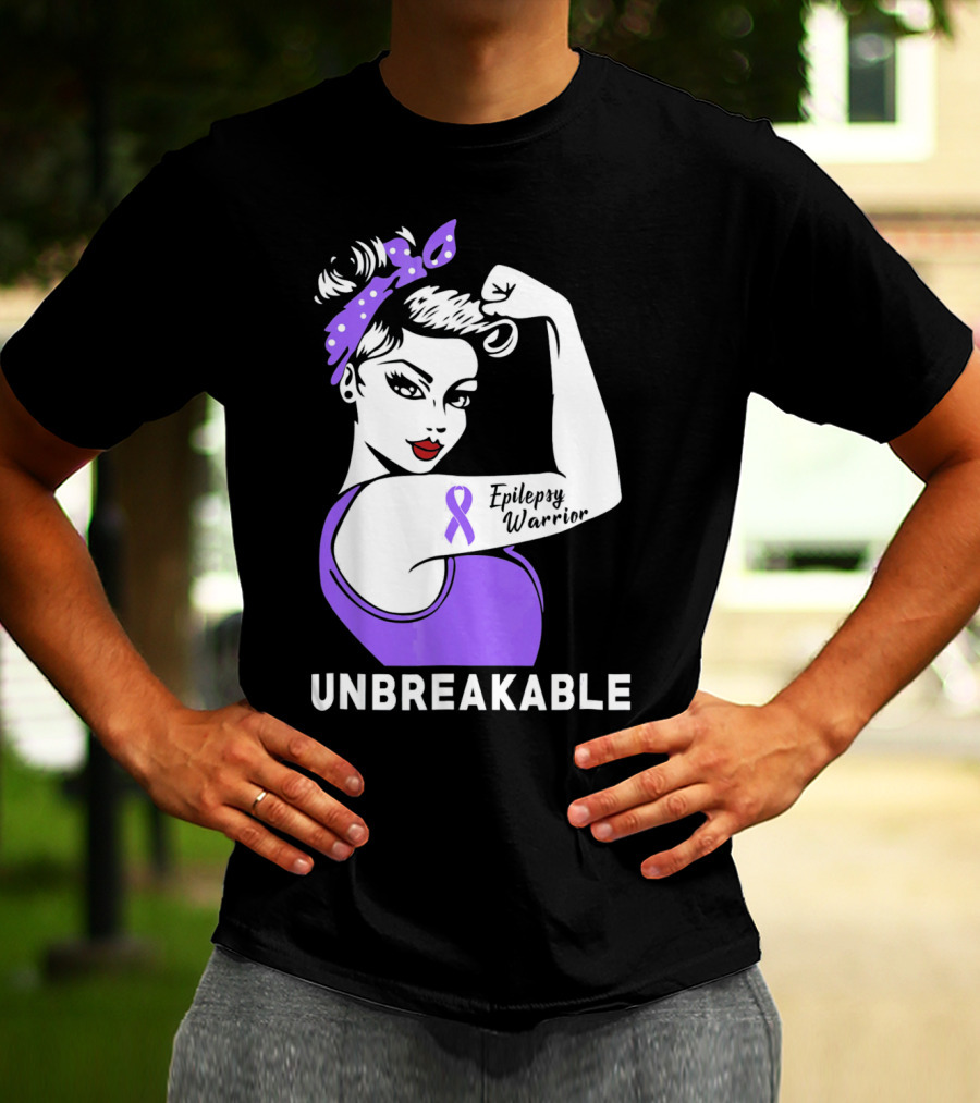 Epilepsy Warrior Unbreakable With Purple T-Shirt