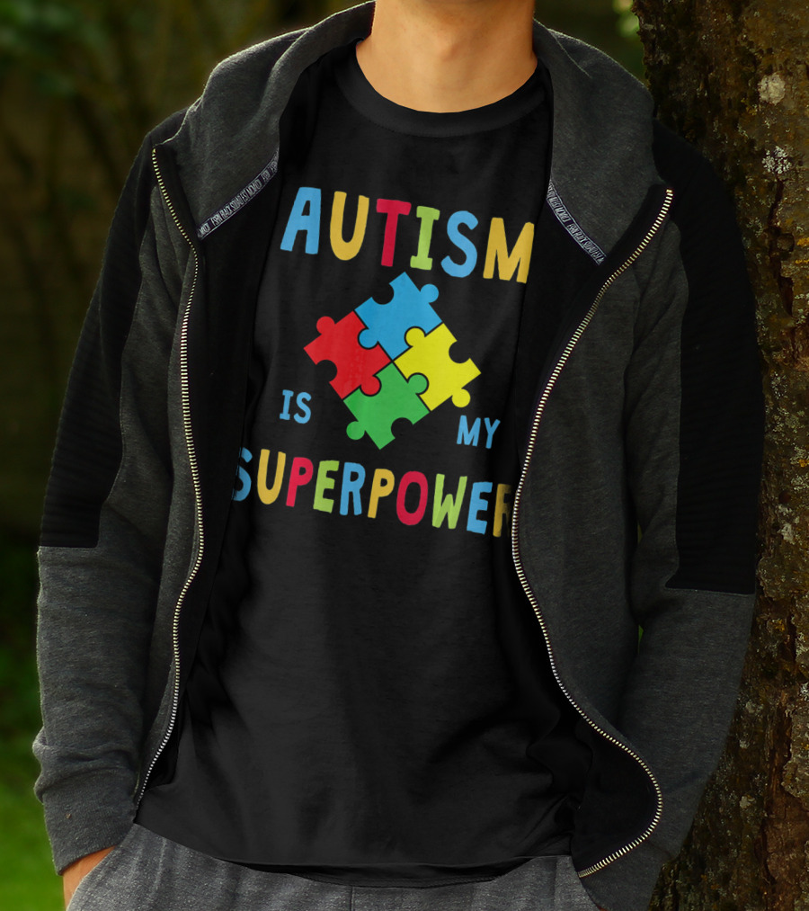 Autism Is My Superpower Puzzle Piece Autism Awareness T-Shirt