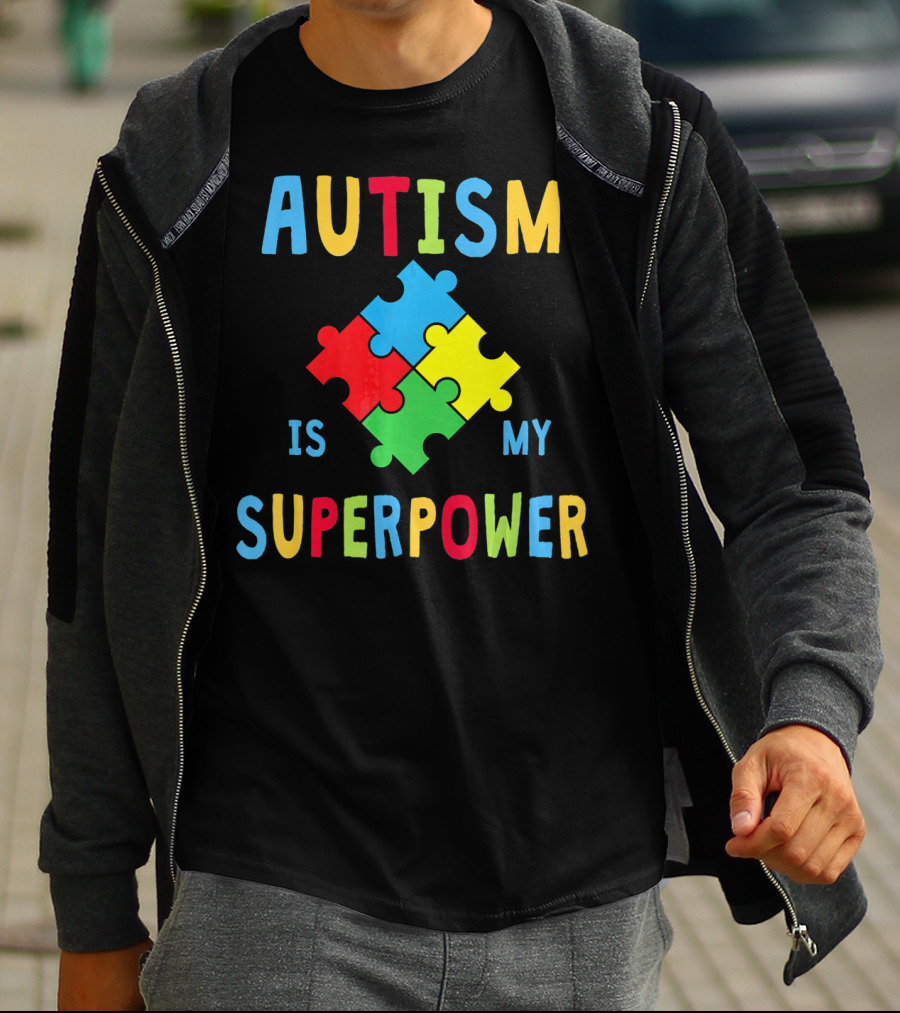Autism Is My Superpower Puzzle Piece Autism Awareness T-Shirt