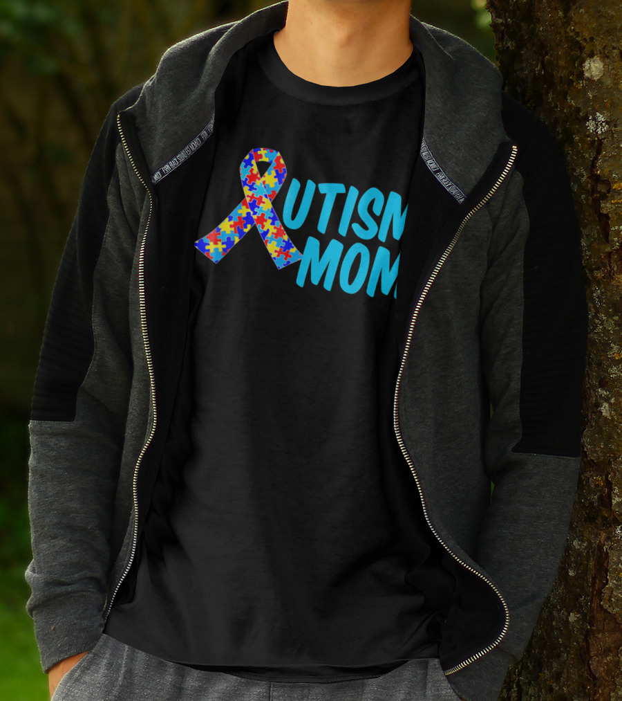 Autism Mom Puzzle Ribbon Awareness T-Shirt