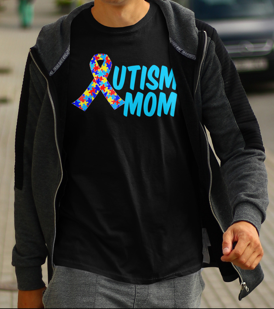 Autism Mom Puzzle Ribbon Awareness T-Shirt