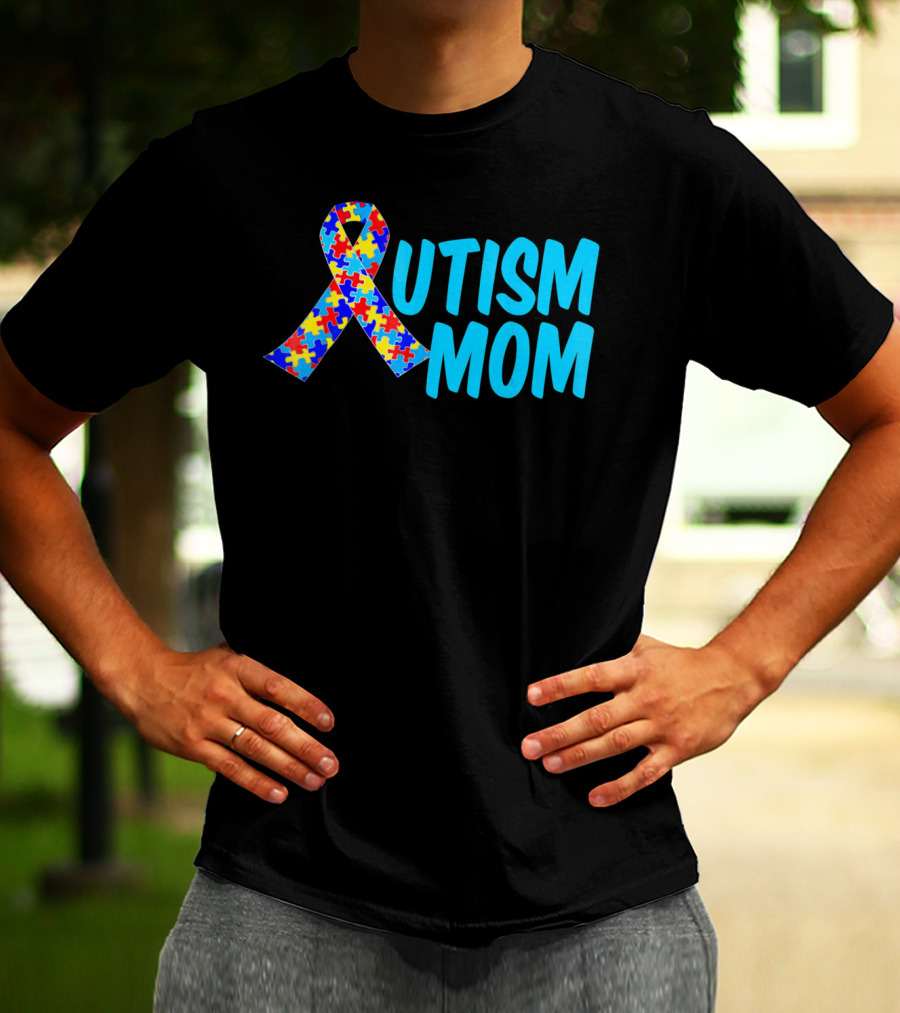 Autism Mom Puzzle Ribbon Awareness T-Shirt
