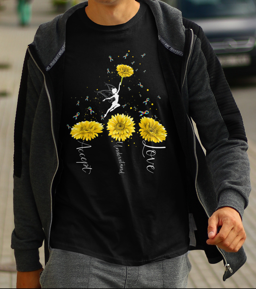 Accept Understand Love Sunflower Autism Awareness Fairy T-Shirt
