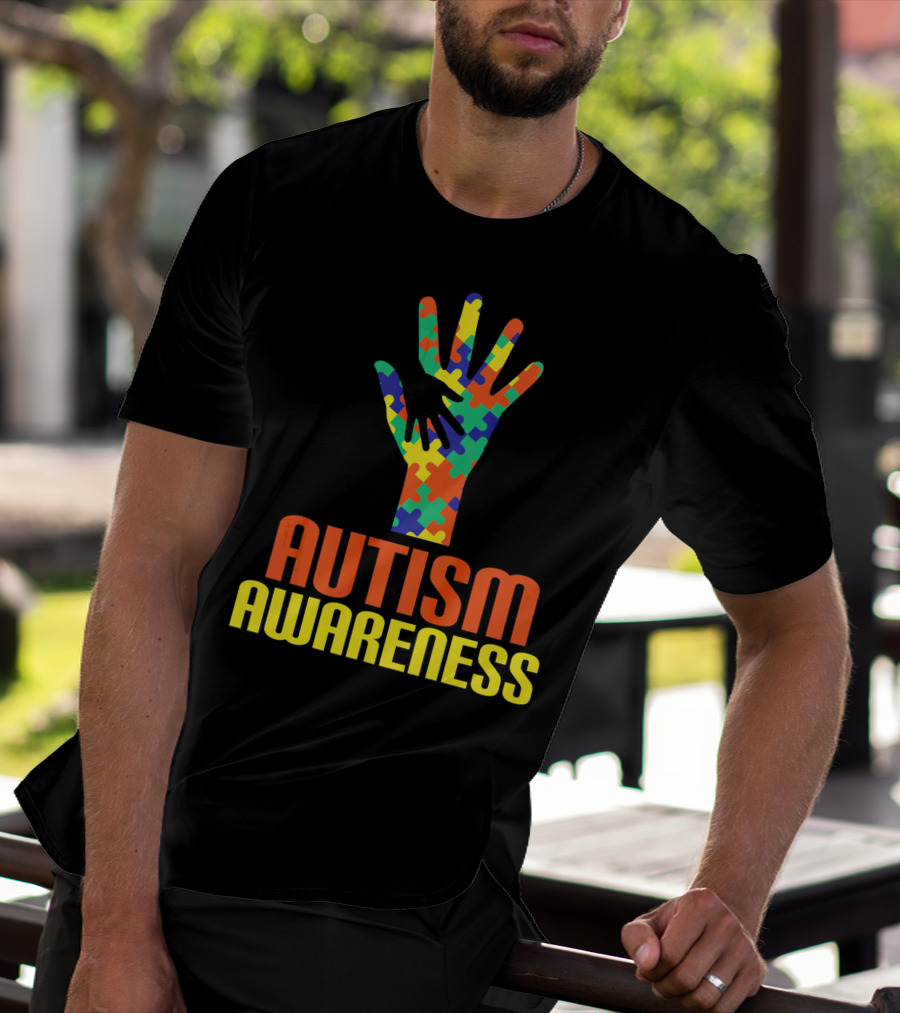 AUTISM AWARENESS Support Autism Speaks Puzzle Piece Hand T-Shirt