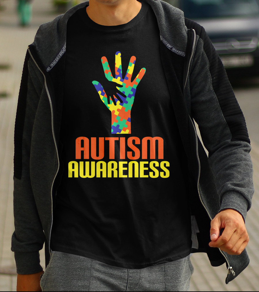 AUTISM AWARENESS Support Autism Speaks Puzzle Piece Hand T-Shirt