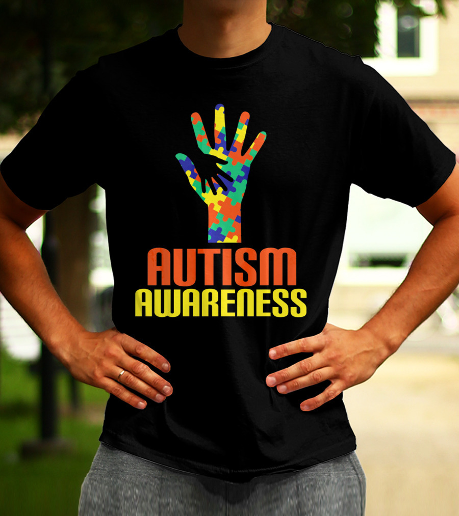 AUTISM AWARENESS Support Autism Speaks Puzzle Piece Hand T-Shirt
