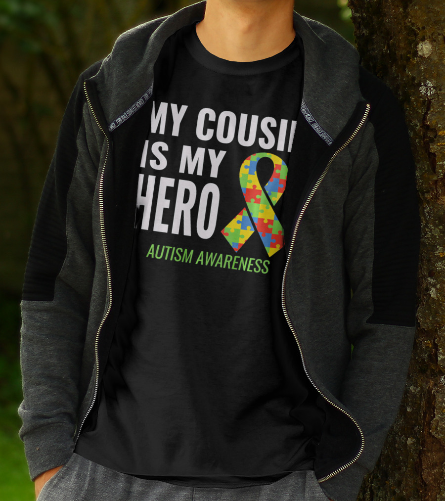 My Cousin Is My Hero Autism Awareness Puzzle T-Shirt