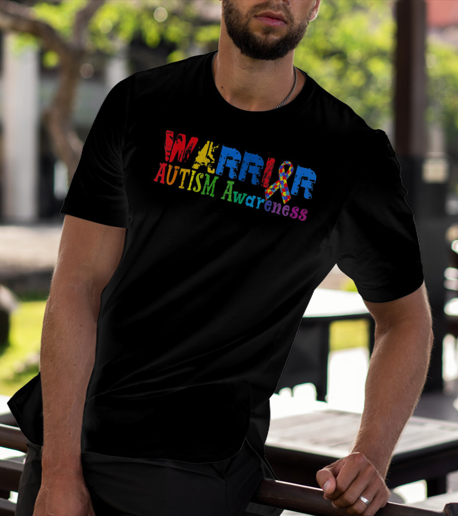 Warrior Autism Awareness Colorful Puzzle T-Shirt