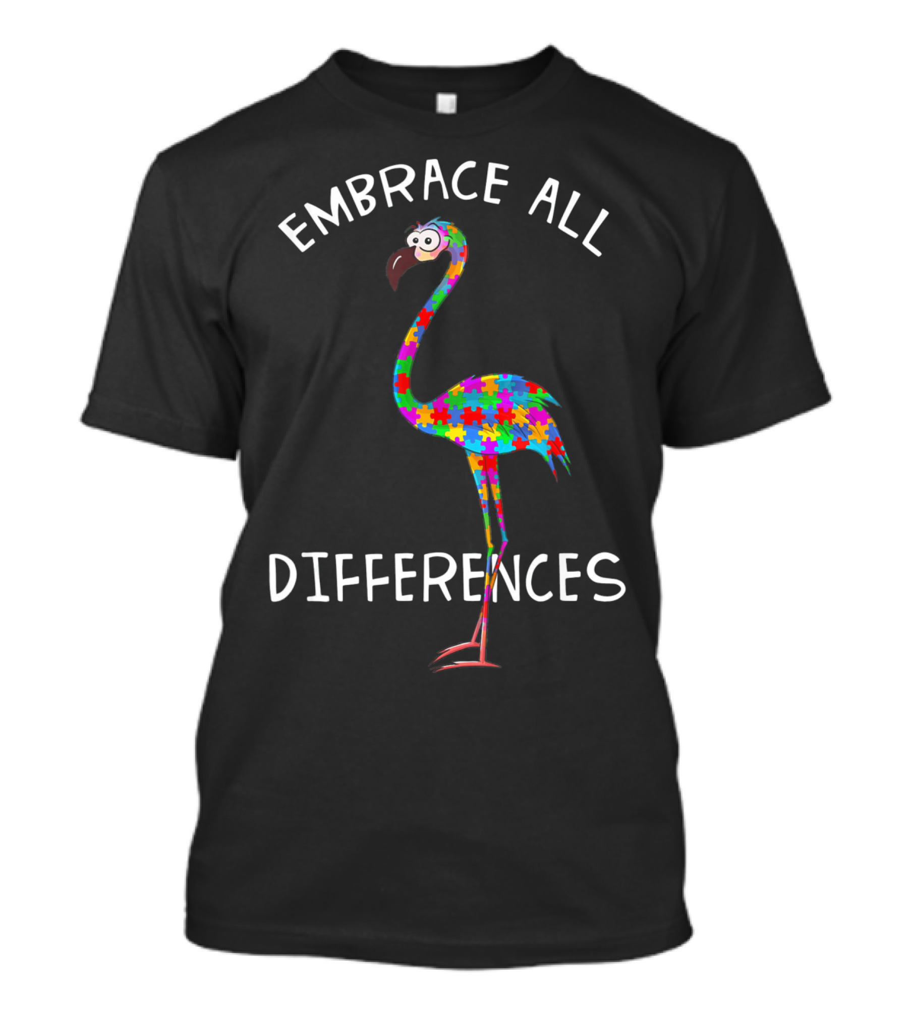 Embrace All Differences Puzzle Flamingo T-Shirt