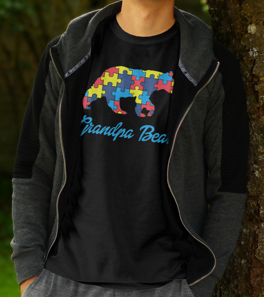Grandpa Bear Puzzle Autism Awareness T-Shirt