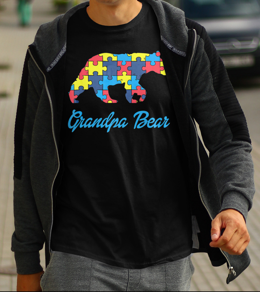 Grandpa Bear Puzzle Autism Awareness T-Shirt