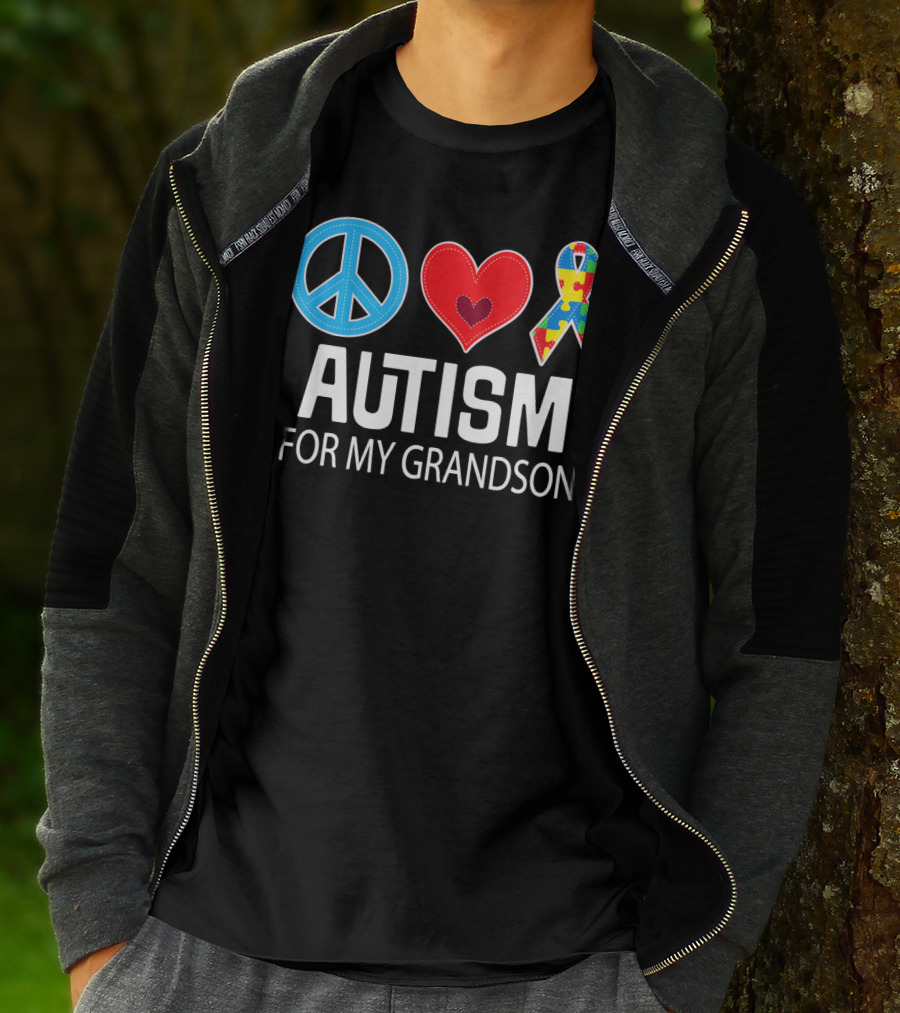 Peace Love Autism For My Grandson T-Shirt