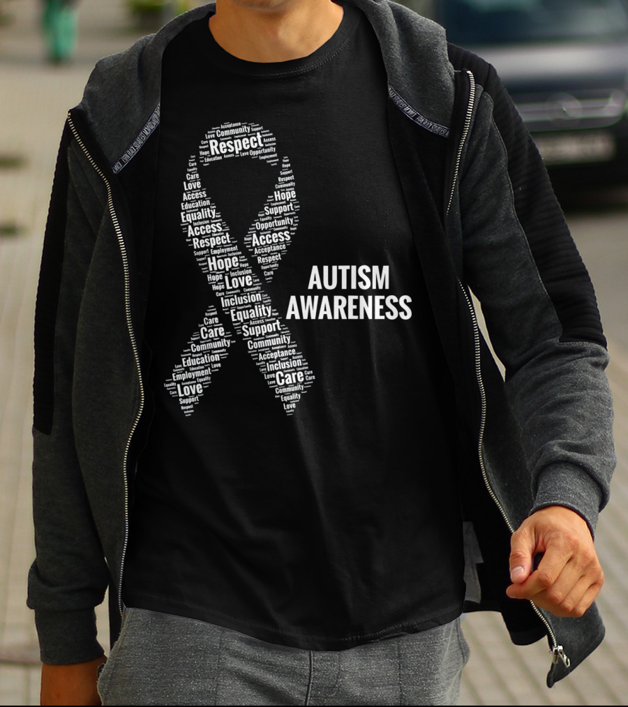 Autism Awareness Respect Access Care Support Ribbon Inclusion Equality Community T-Shirt