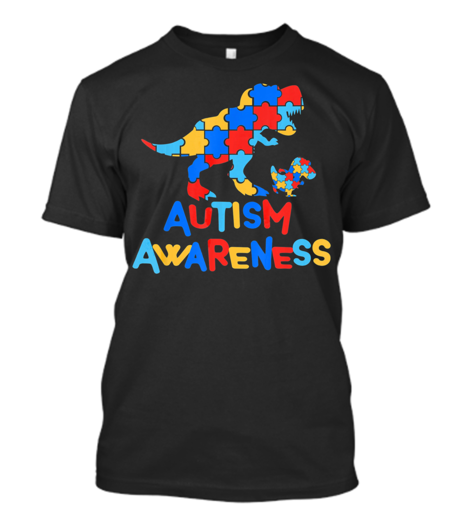 Dinosaur Puzzle Autism Awareness Colorful Piece T-Shirt