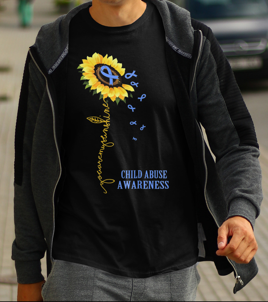 Youaremysunshine Child Abuse Awareness Sunflower Blue T-Shirt