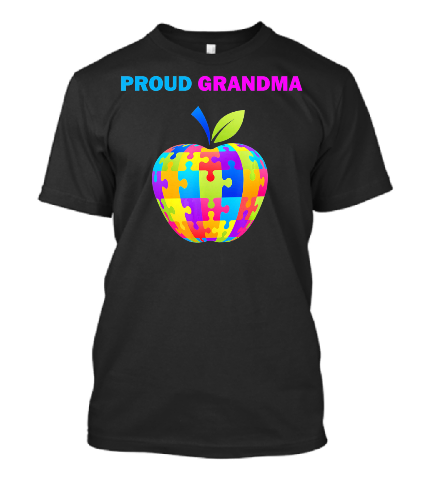 Proud Grandma Autism Awareness Puzzle Apple T-Shirt