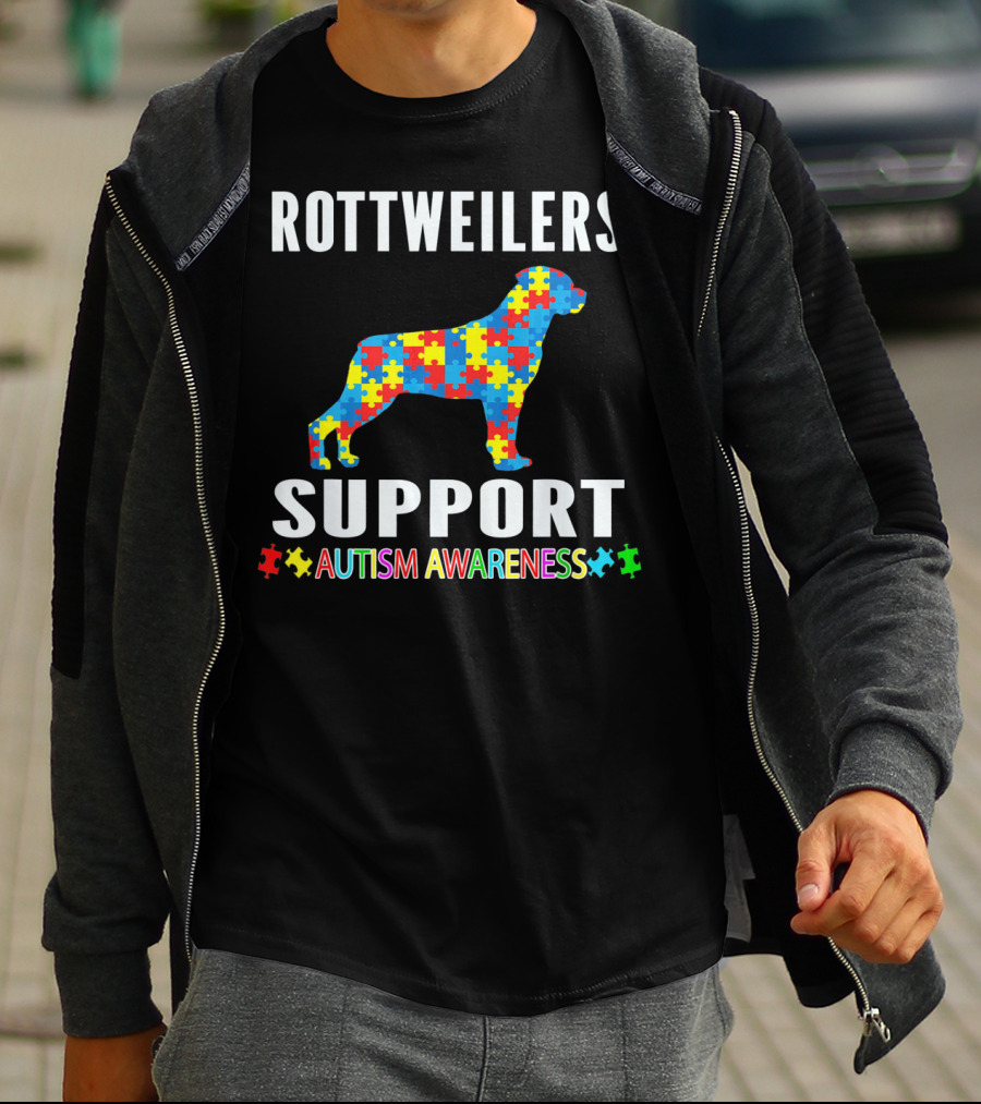 Rottweilers Support Autism Awareness Puzzle Piece T-Shirt